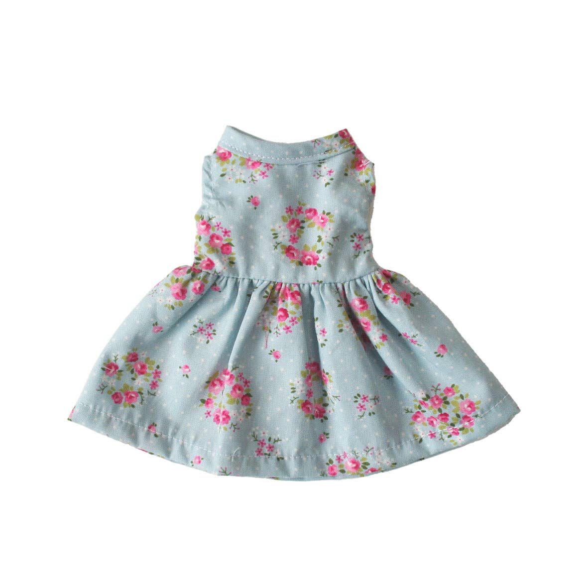 Small Doll Dress (20-28cm) - Blue Rose Floral