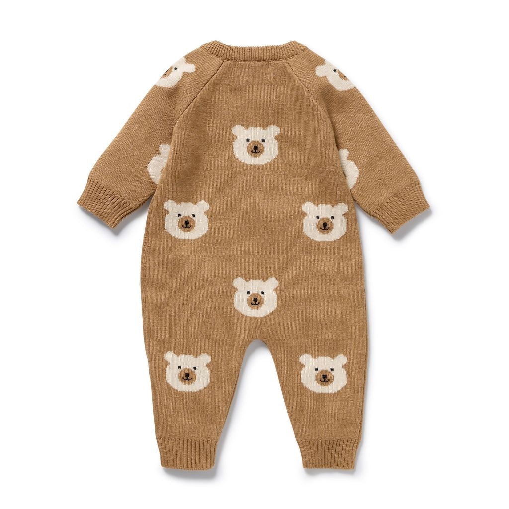 Beary Cute Organic Knitted Jacquard Growsuit