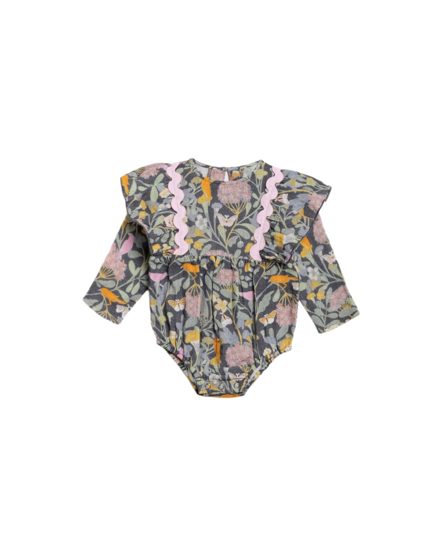 Elenora Playsuit - Navy Bird Flower