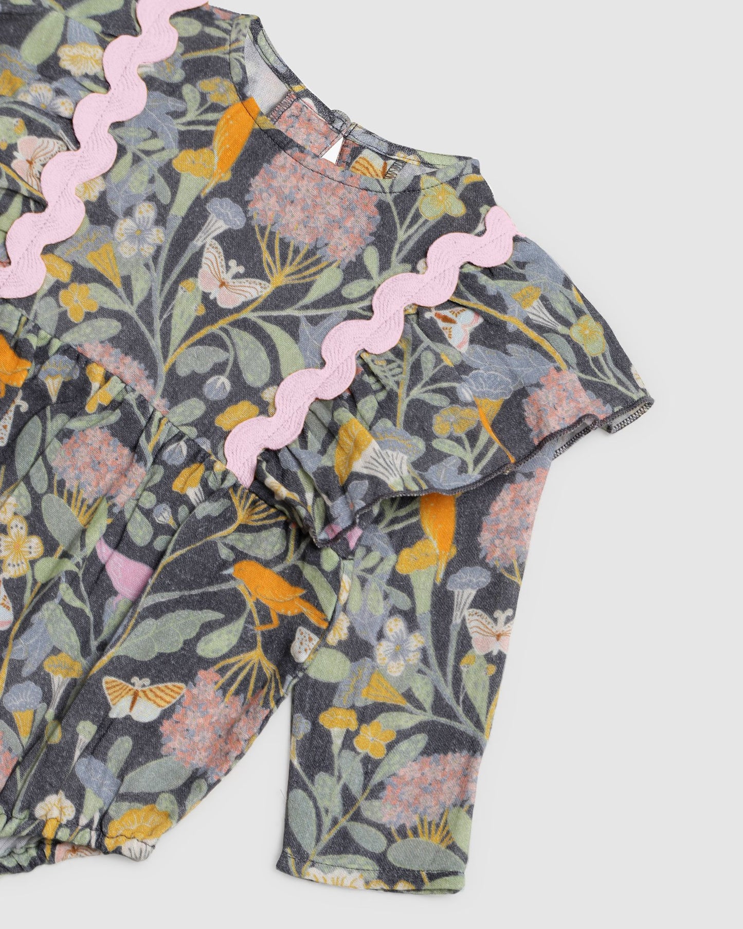 Elenora Playsuit - Navy Bird Flower