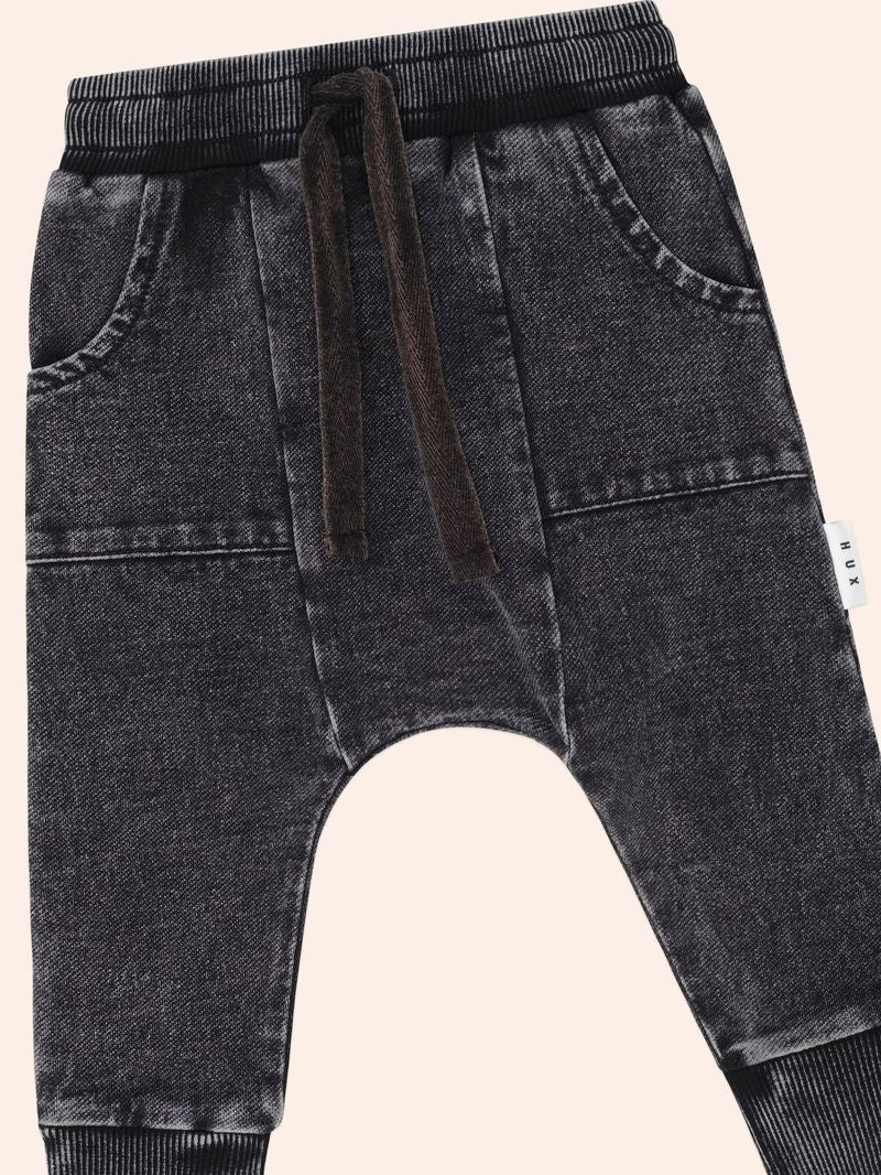 Black Knit Denim 5 Pocket Pant