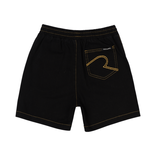 Black Wash Denim Shorts