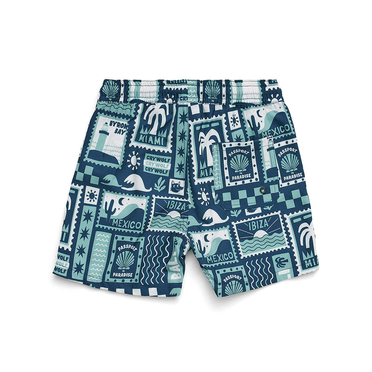 Board Shorts - Blue Postcards