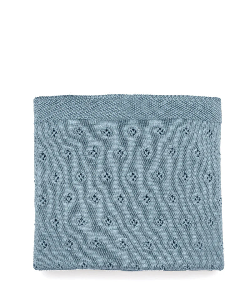 Pointelle Baby Blanket - Baby Blue