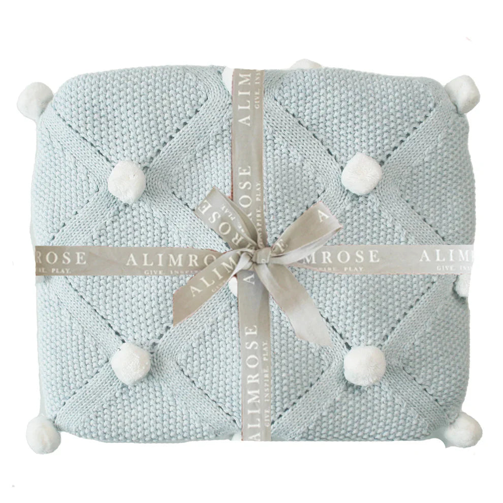 Pom Pom Baby Blanket - Blue