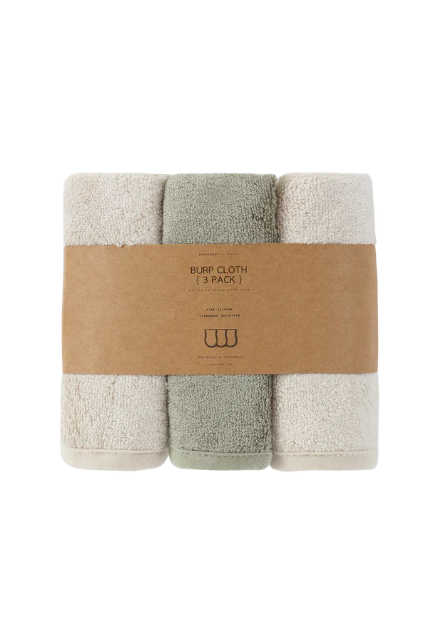 Burp Towel Cloths (Pack of 3) - Cotton/Sage