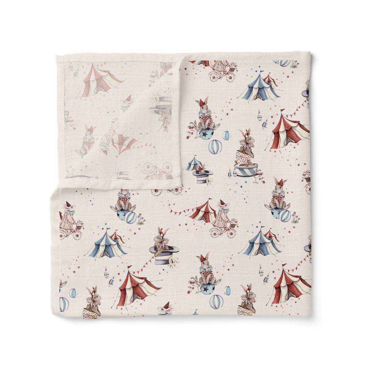 Organic Muslin Swaddle - Circus Bunnies