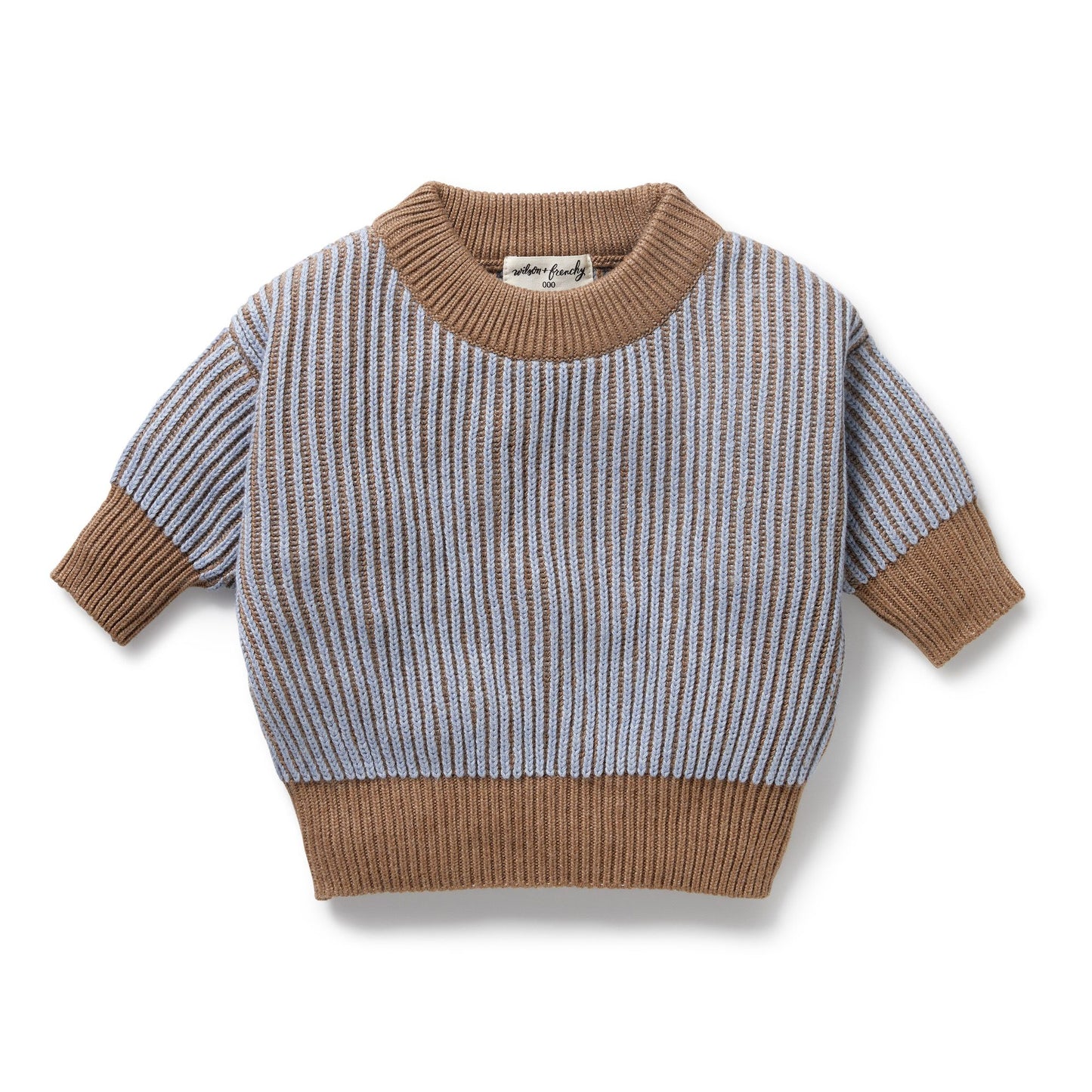 Coco Blue Speckle Organic Knitted Ribbed Jumper