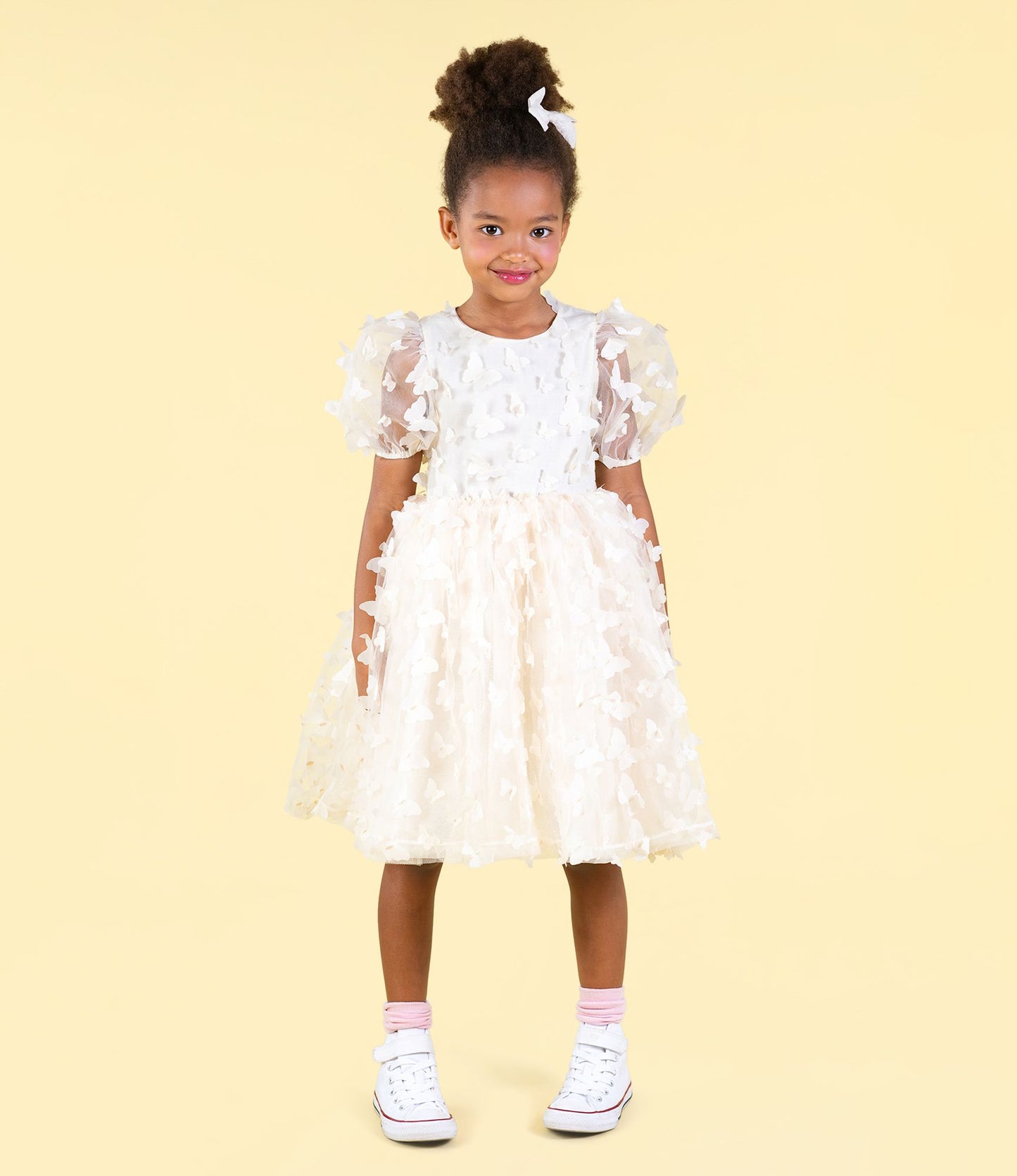 Cream Butterfly Tulle Party Dress