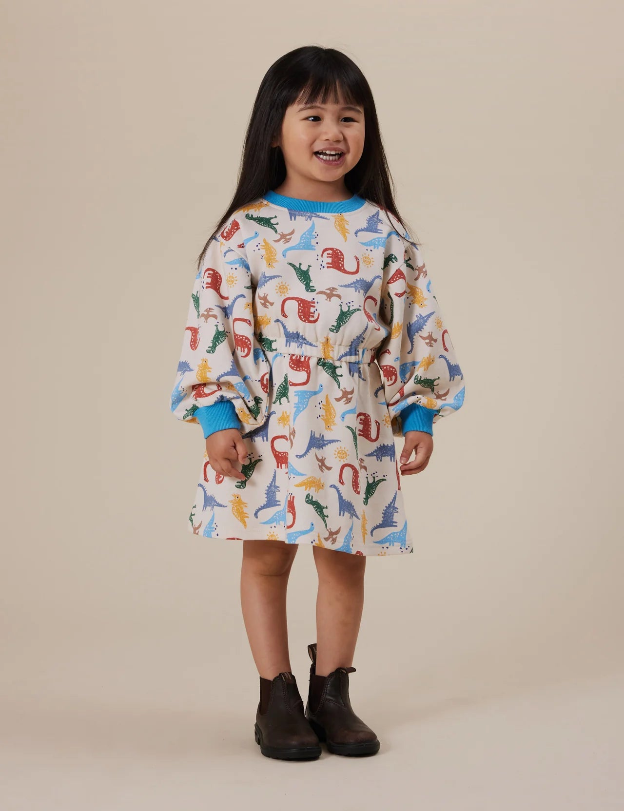 Leah Long Sleeve Dress - Dino-Mite