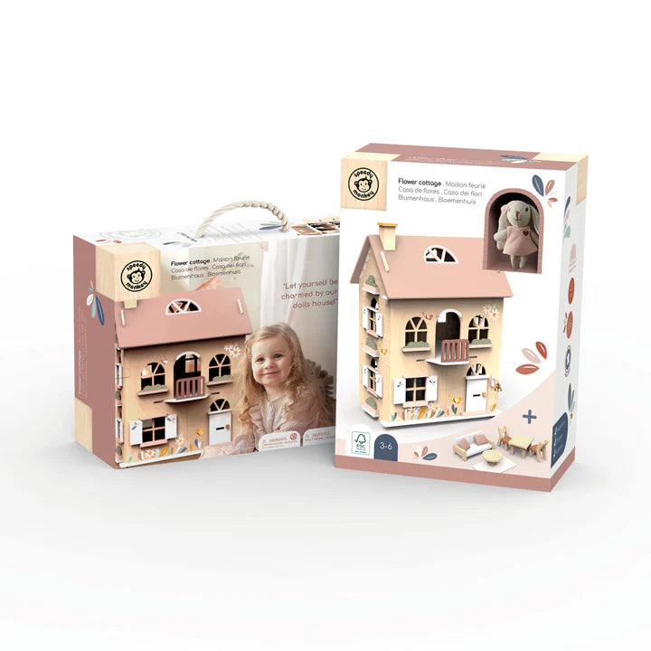 Flowers Cottage Dolls House with Starter set