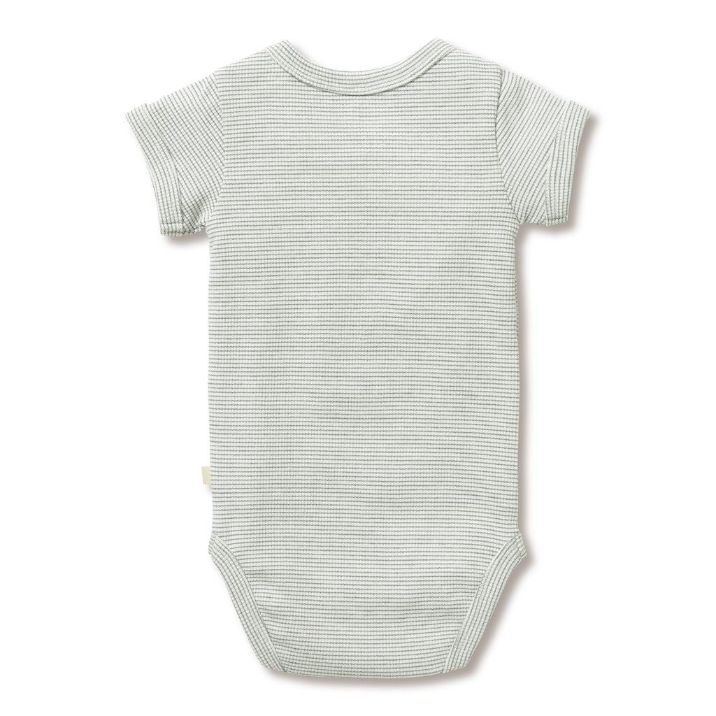 Organic Stripe Rib Bodysuit - Fern