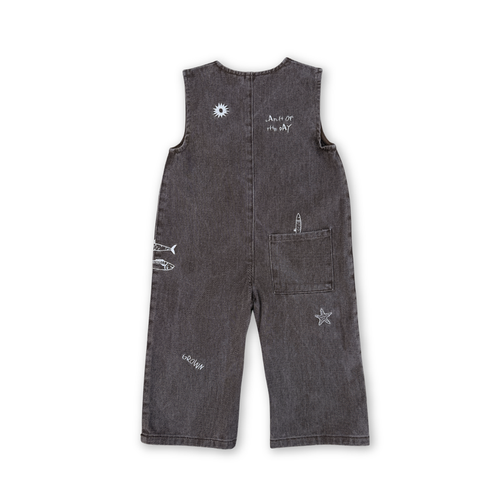 Fishy Business Denim Jumpsuit - Ash