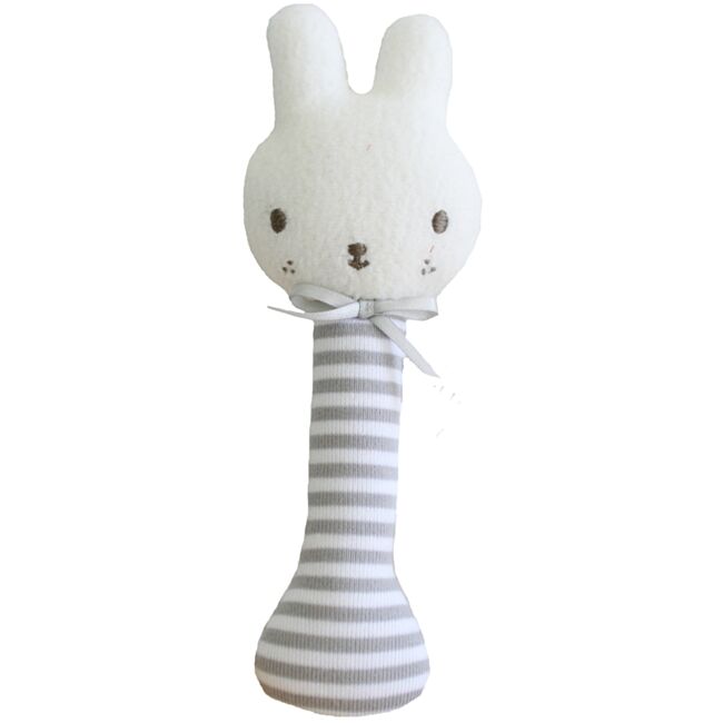 Baby Bunny Stick Rattle - Grey