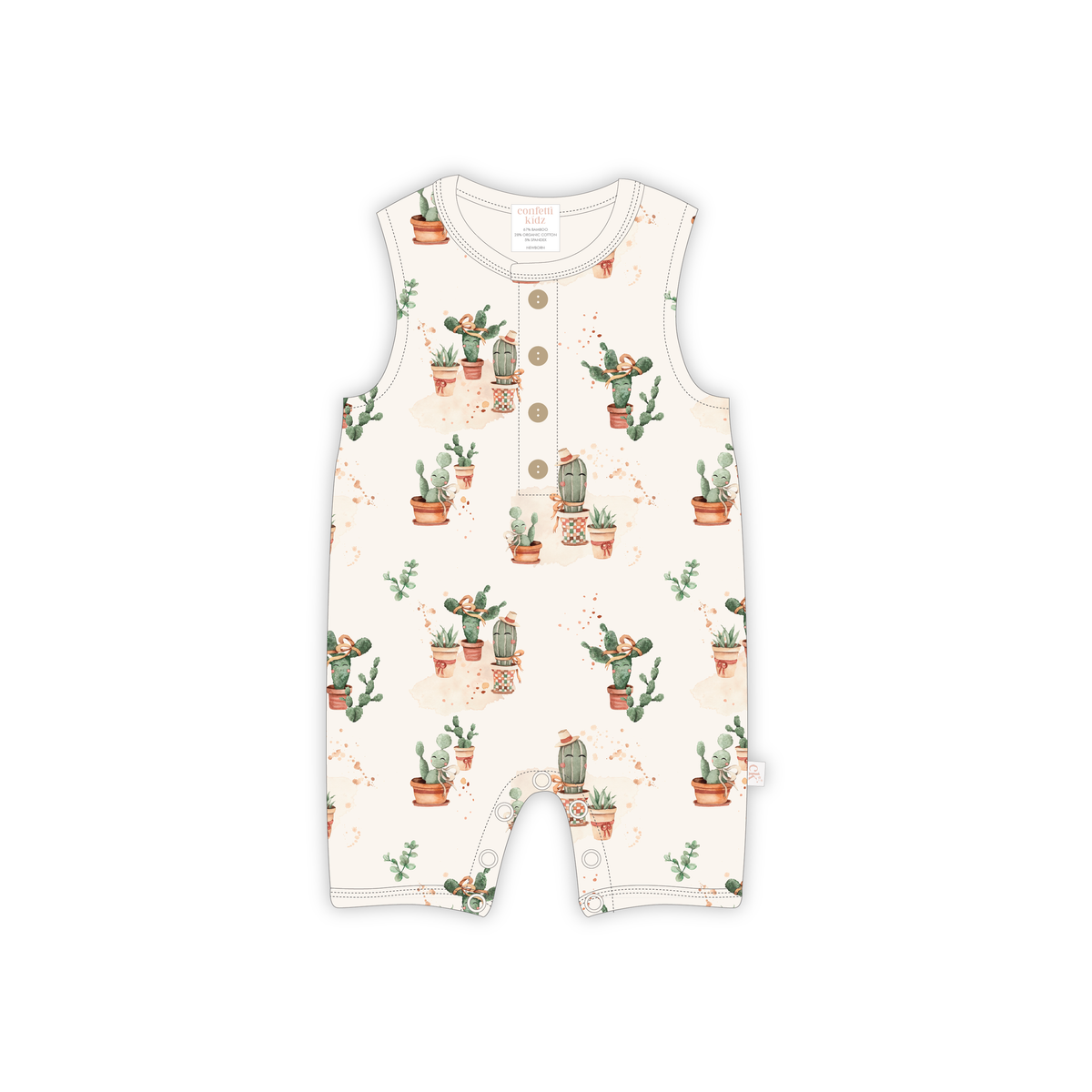 Sleeveless Romper - Happy Cactus