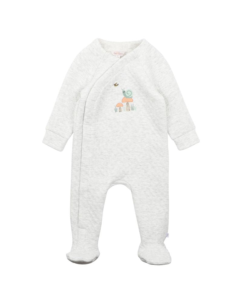 Happy Snail Quilted LS Onesie