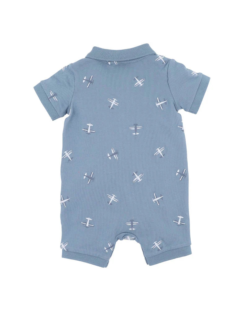 Harlan Embroidered SS Polo Romper