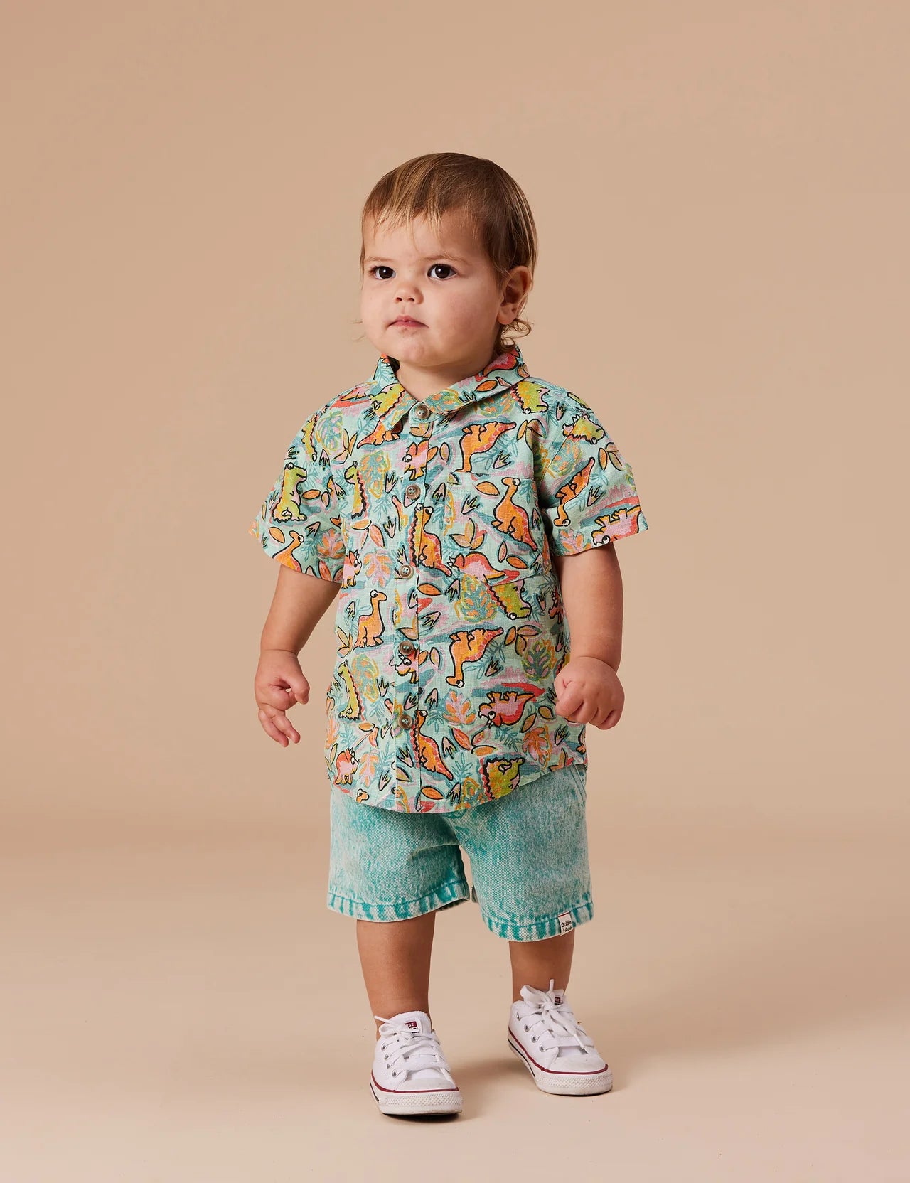 Holiday Linen Shirt Dino Jungle
