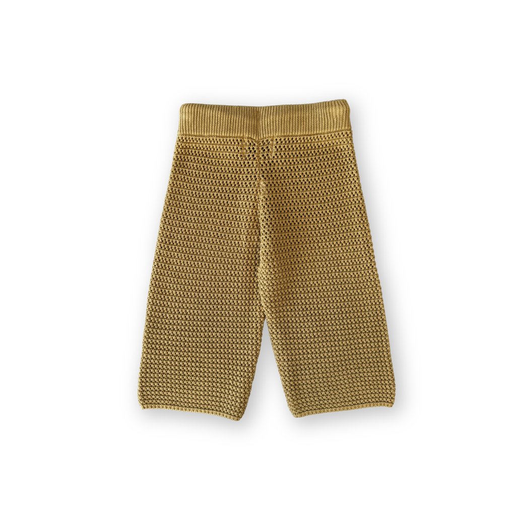 Organic Open Knit Pants - Mustard