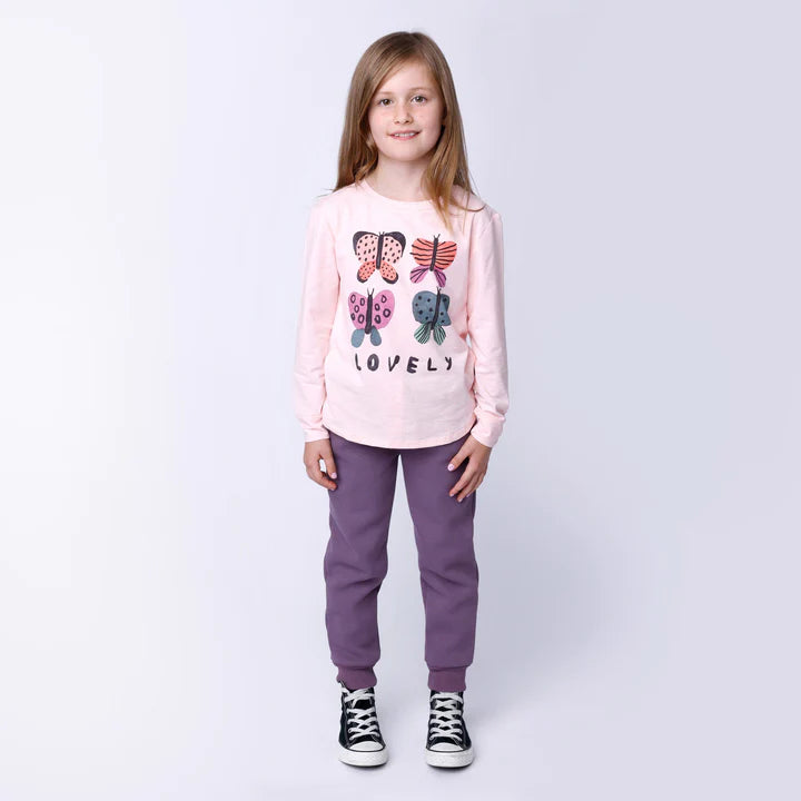 Lovely Butterflies Tee - Pink Marle