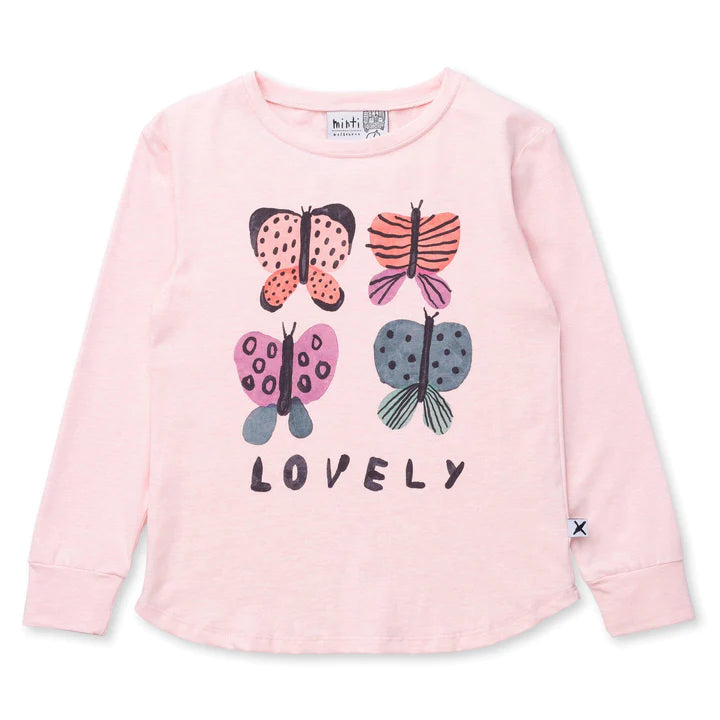 Lovely Butterflies Tee - Pink Marle