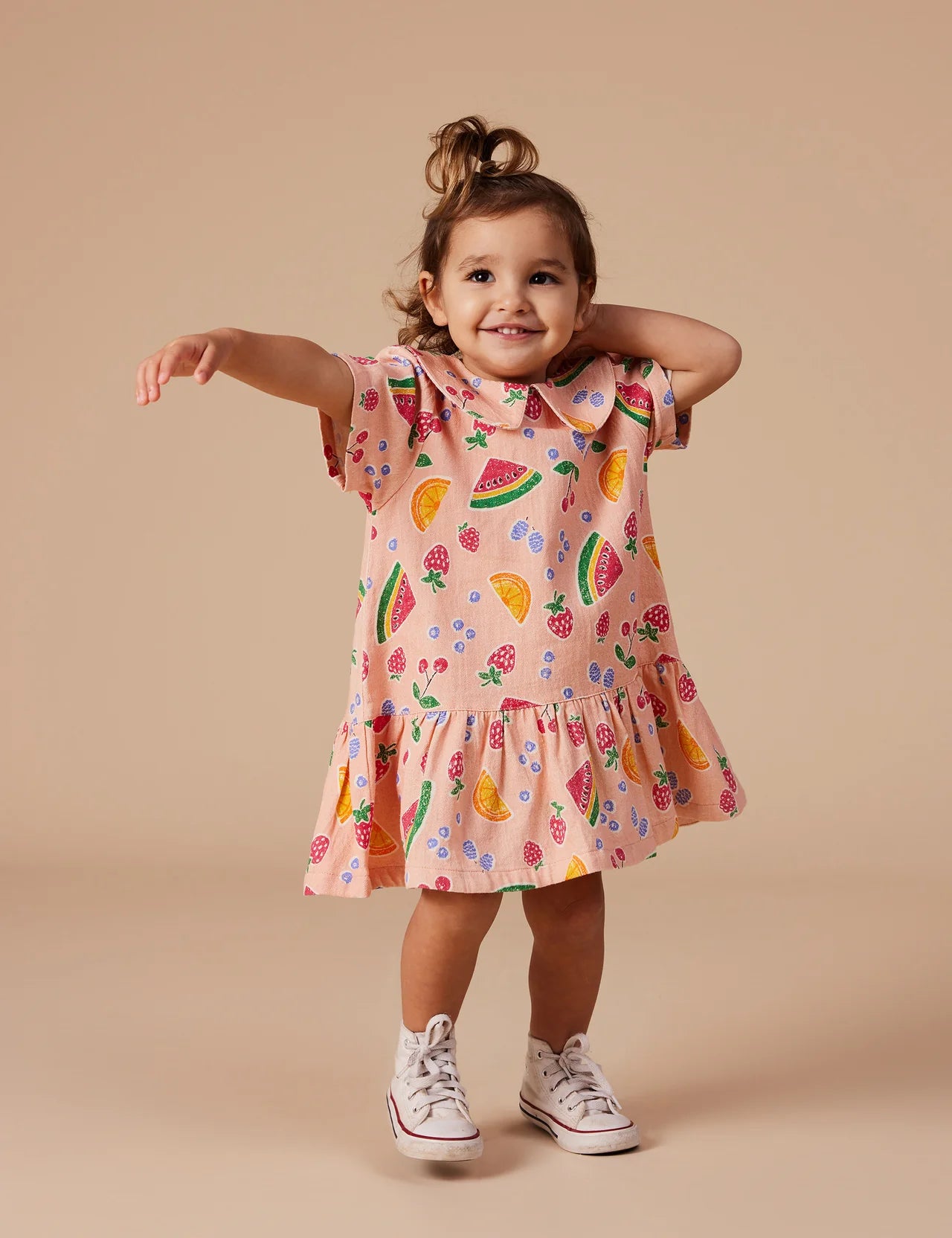 Mila Drop Waist Linen Dress Fruit Salad