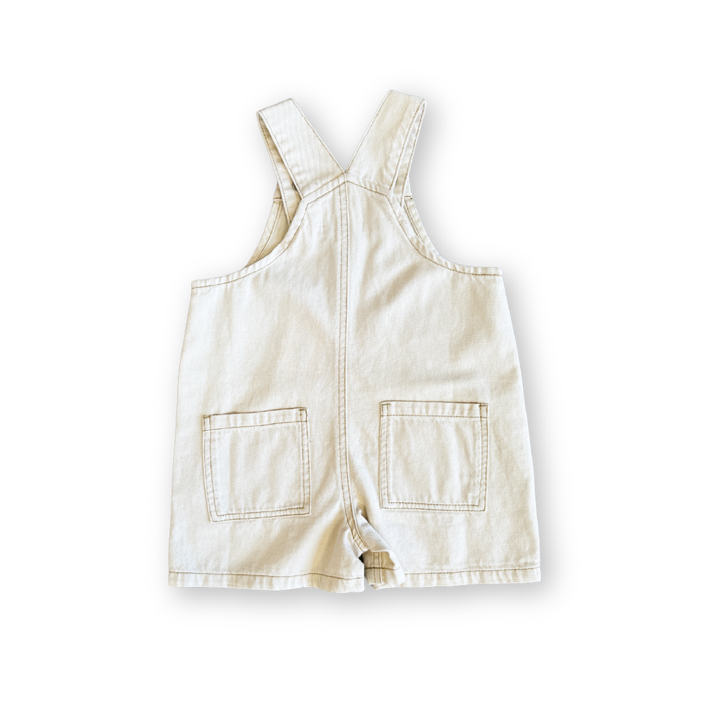 Everyday Twill Short Overalls - Milk