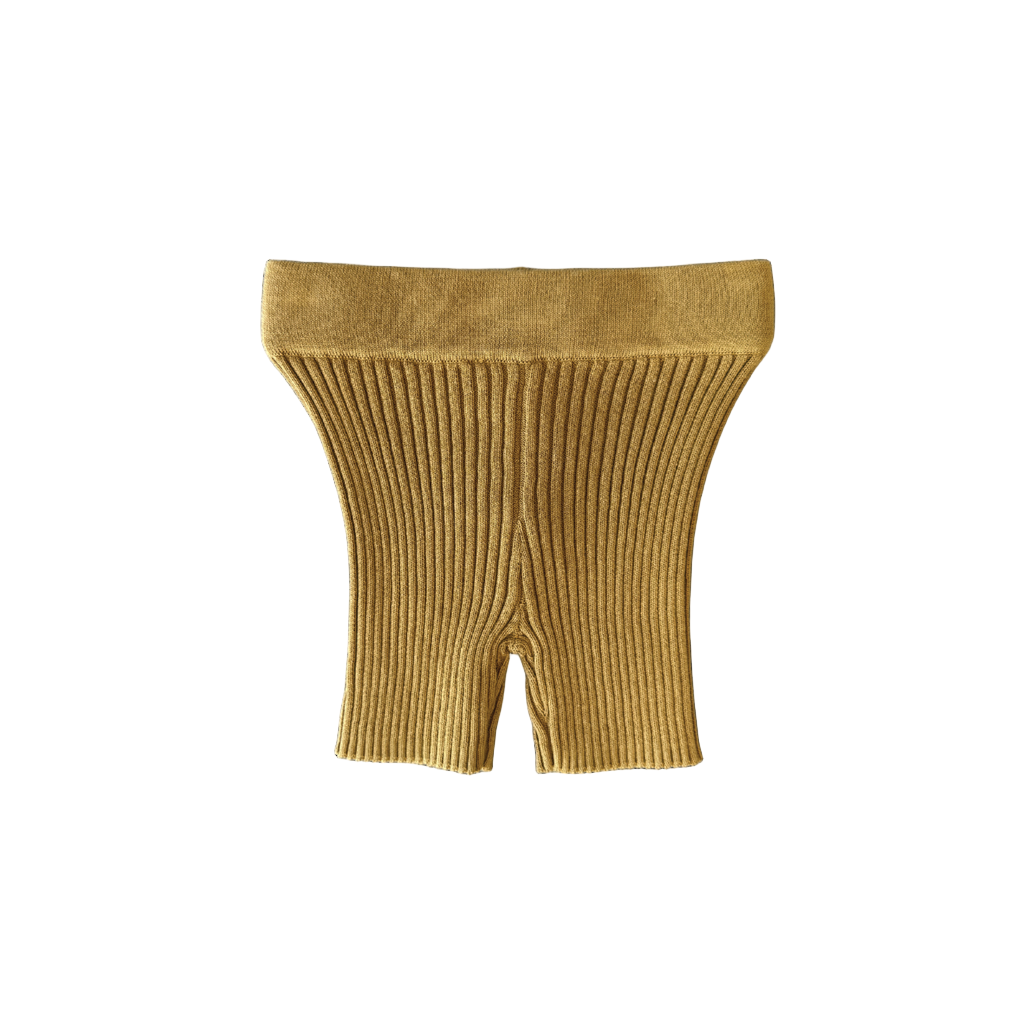 Organic Knitted Rib Bike Shorts - Mustard