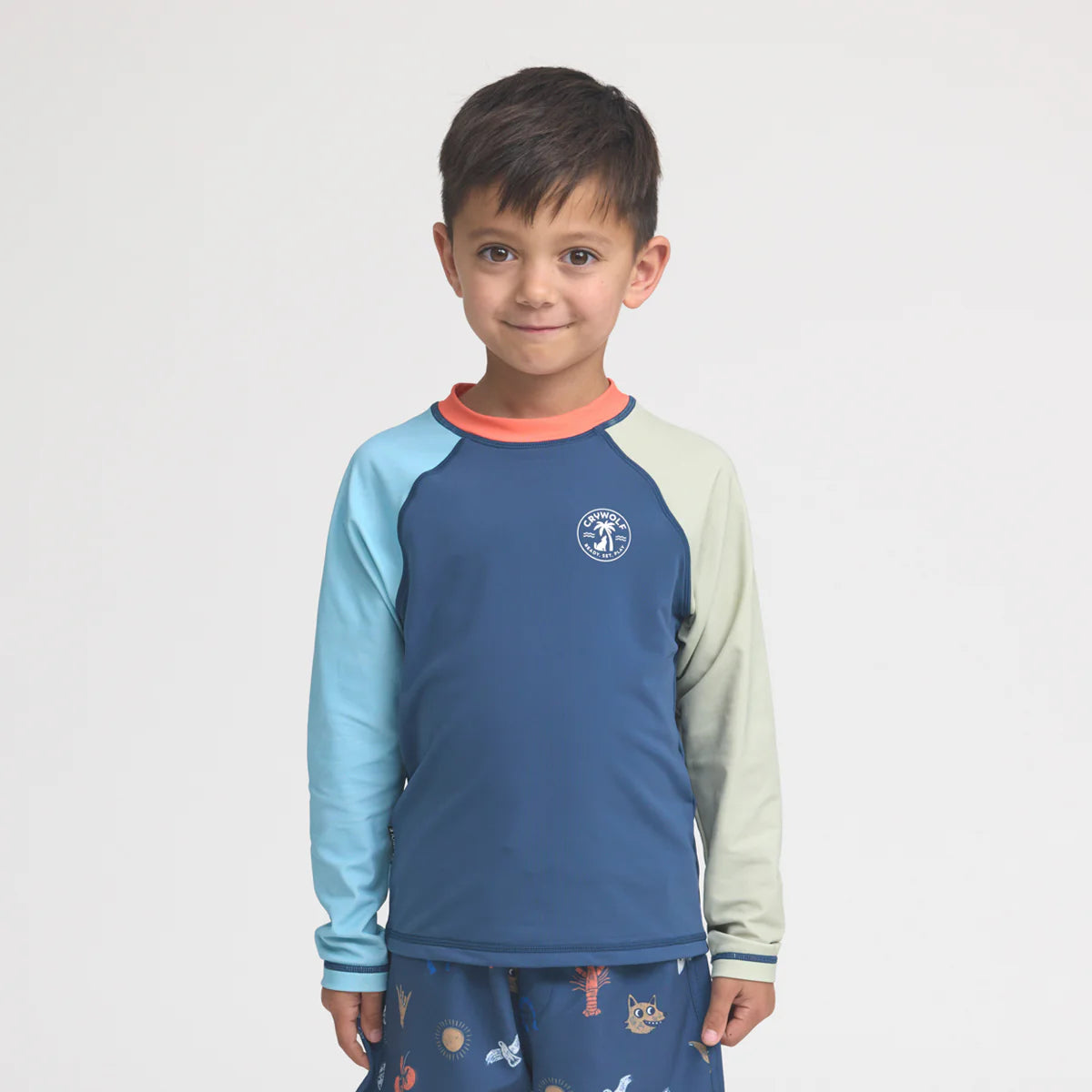 Long Sleeve Rash Vest - Ocean Colourblock