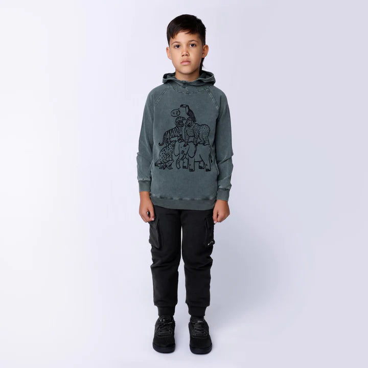 Animal Pile Up Hood - Olive Wash