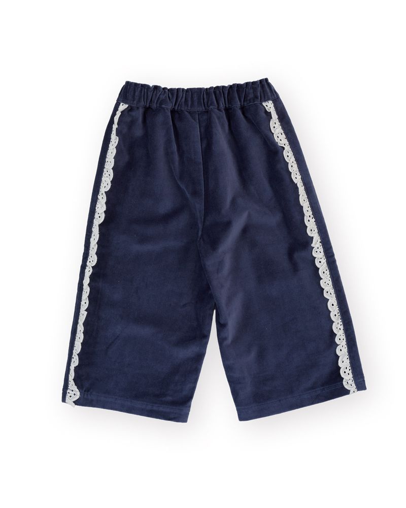 Velour Broderie Wide Leg Pants