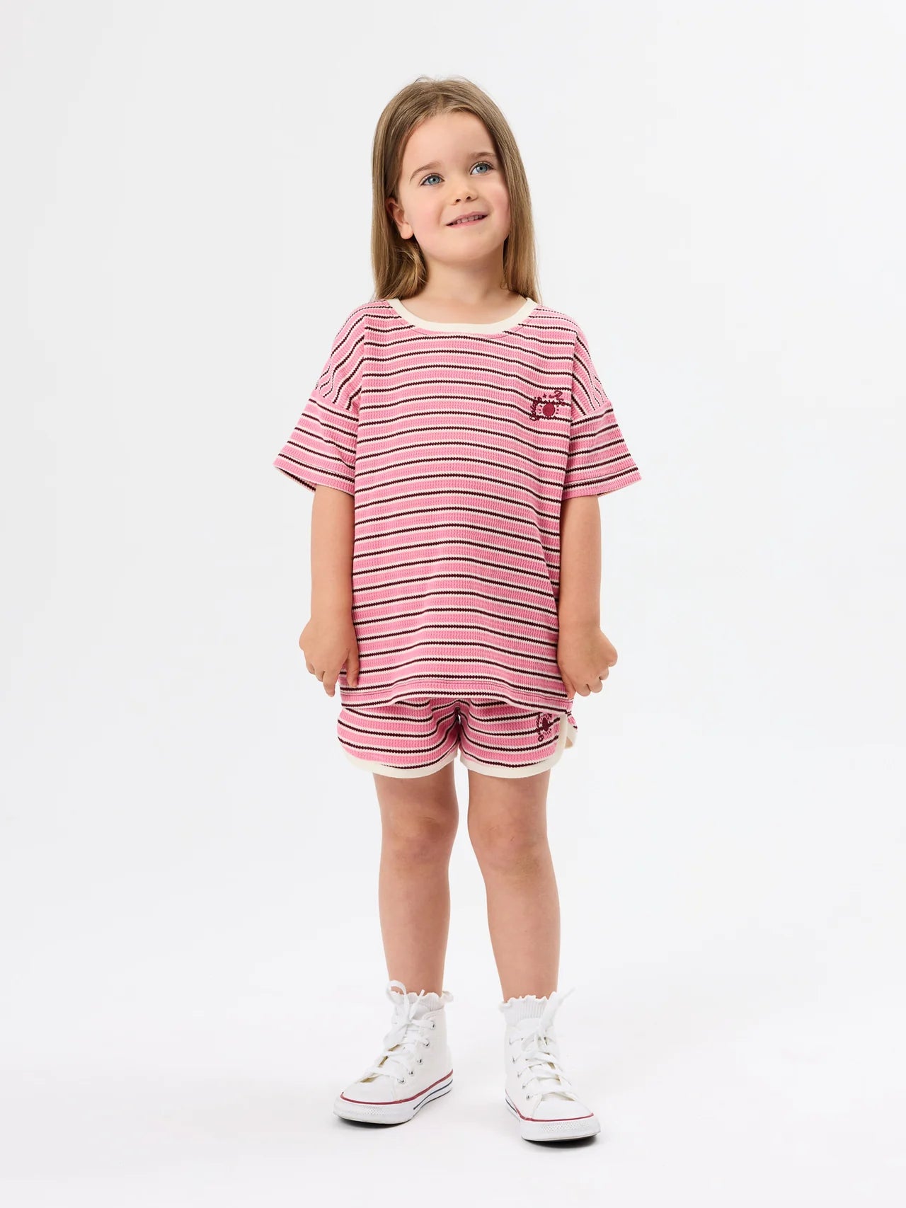 Waffle Stripe T-Shirt Pink