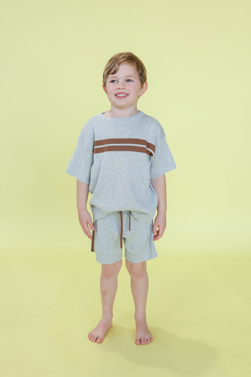Organic Striped Ribbed Knit Shorts