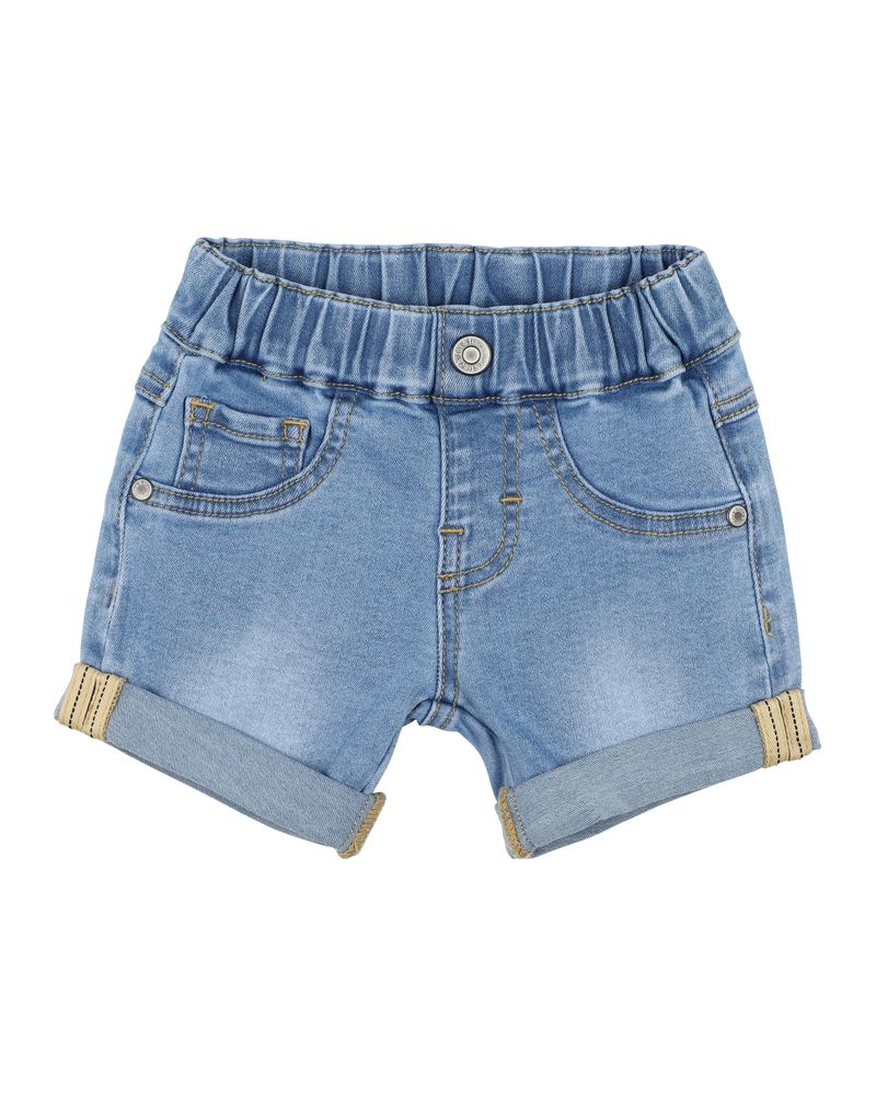 Racer Denim Shorts - Mid Blue