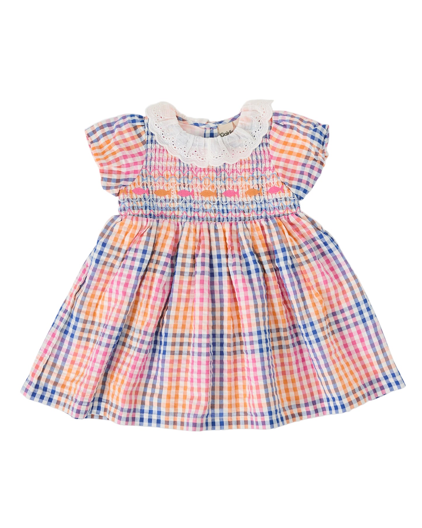 Rainbow Gingham Flo Smocked Dress