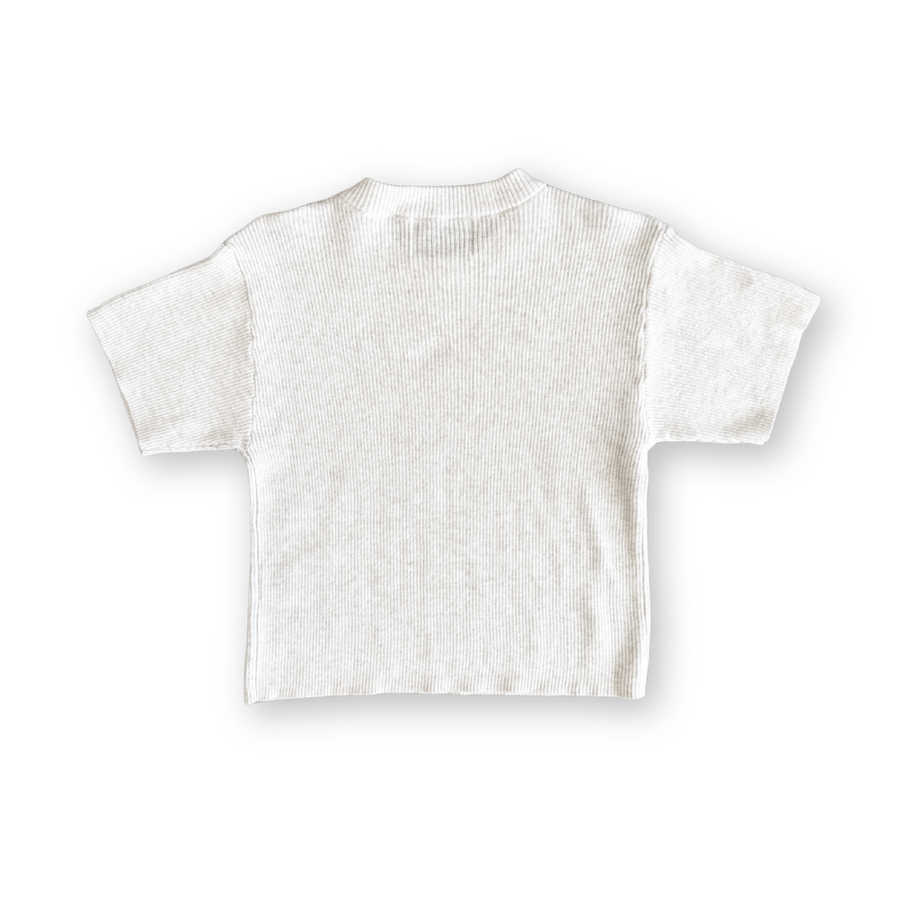 Organic Ribbed Knitted Logo Tee - Coconut