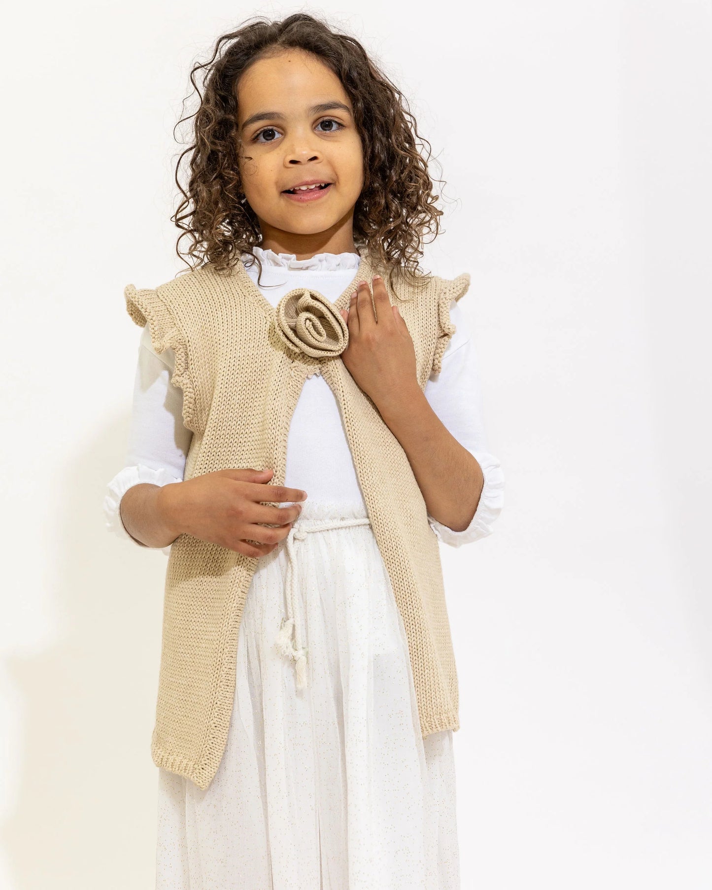 Rosette Vest Knit - Latte