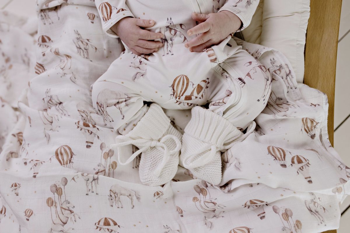 Organic Muslin Swaddle - Sky Stallions
