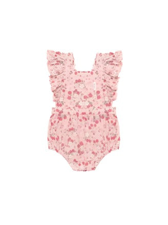 Vintage Strawberry Frill Playsuit - Blush