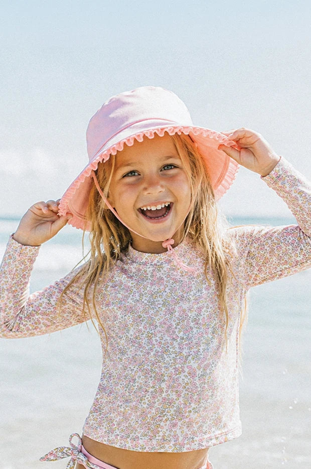 Girls Pink Swim Sunhat