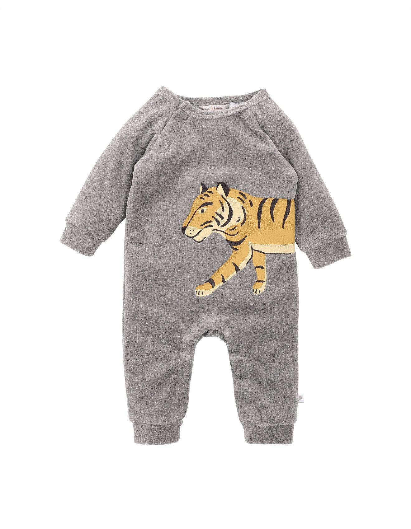 Tiger Velour LS Zip Onesie