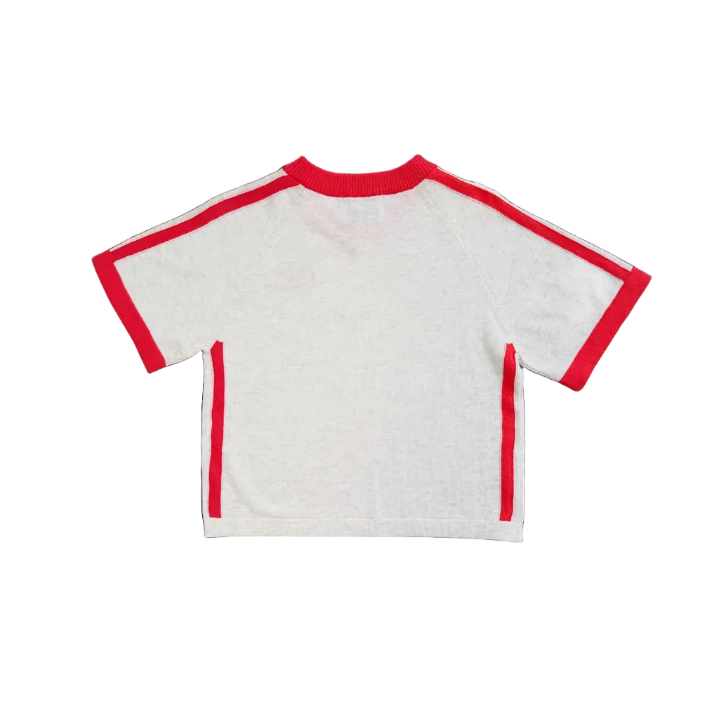 Organic Knitted Contrast Tee - Fiesta & Coconut