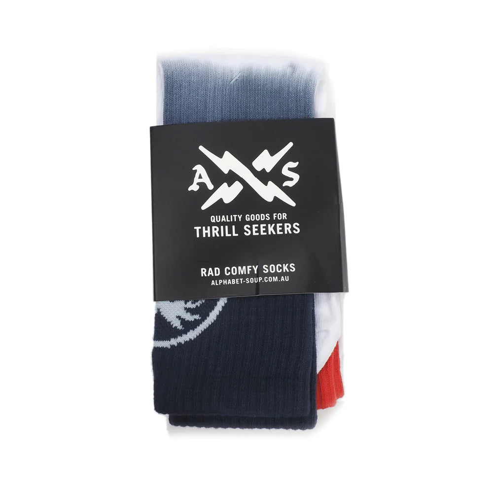 Repeat Socks - Chilli/White/Navy