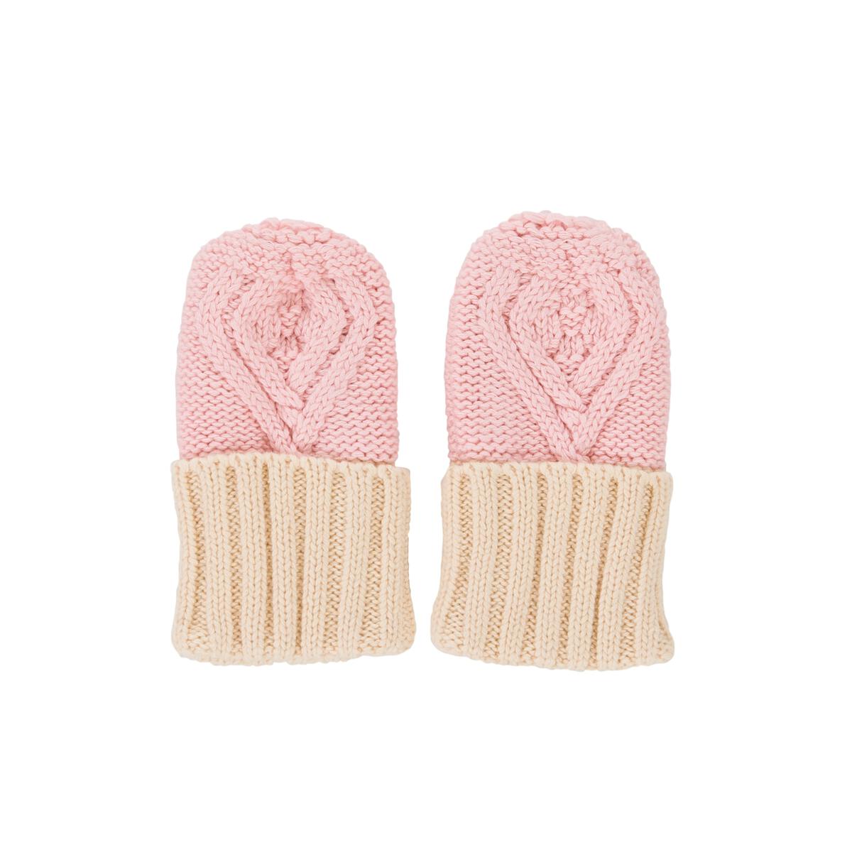Cable Knit Mittens - Pink