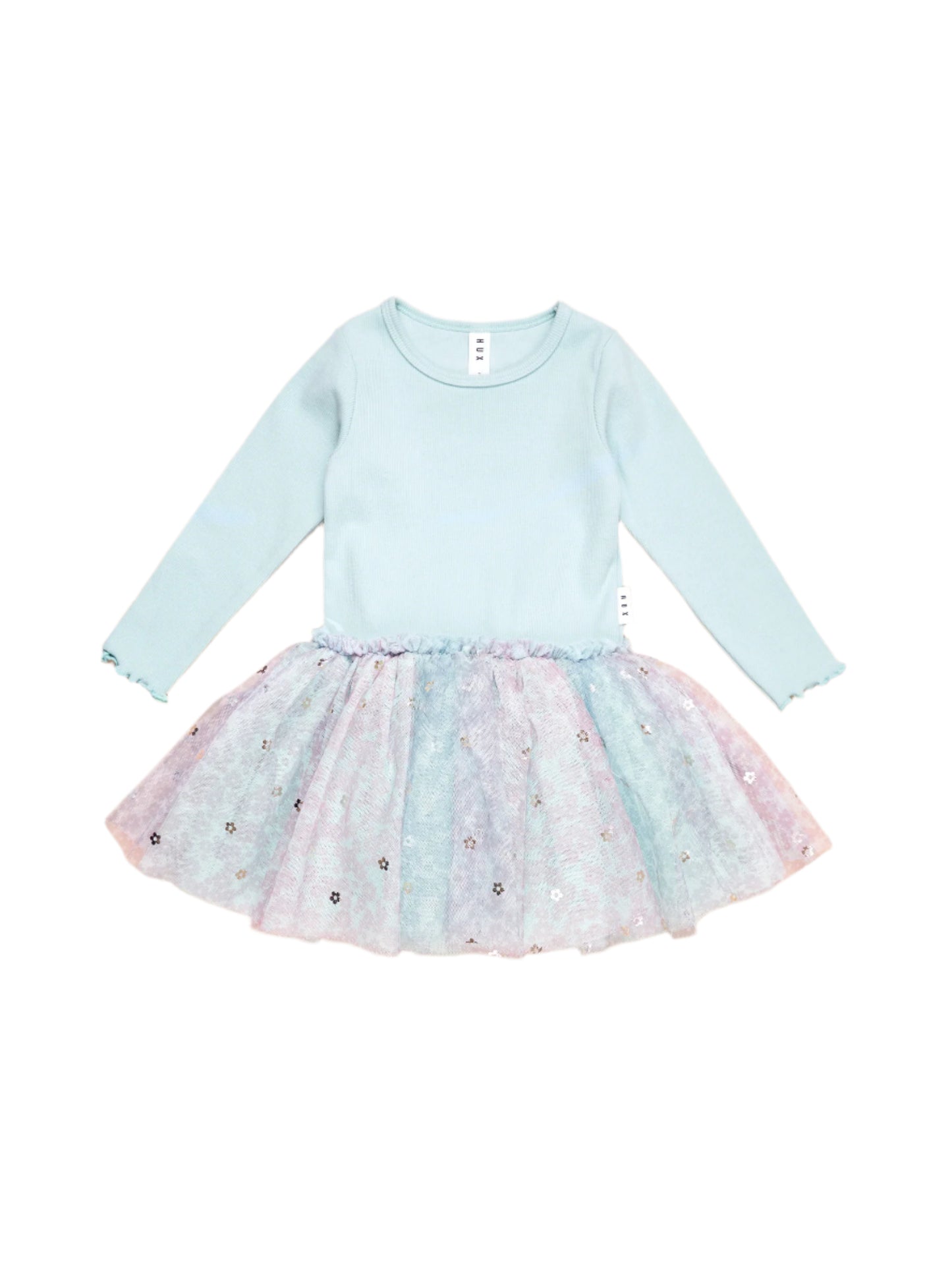 Rainbow Flower Rib Long Sleeve Ballet Dress