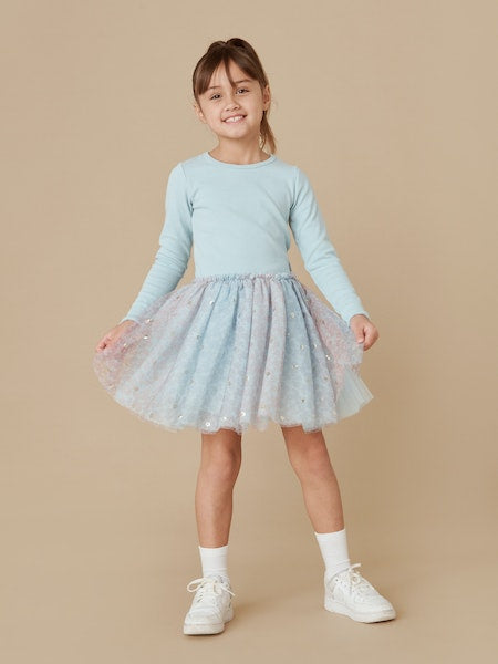 Rainbow Flower Rib Long Sleeve Ballet Dress