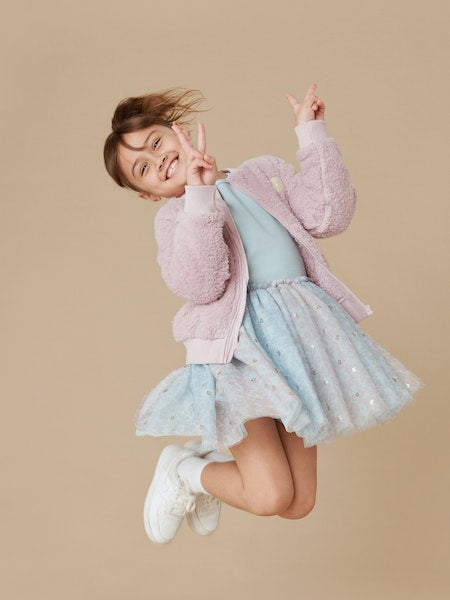 Rainbow Flower Rib Long Sleeve Ballet Dress