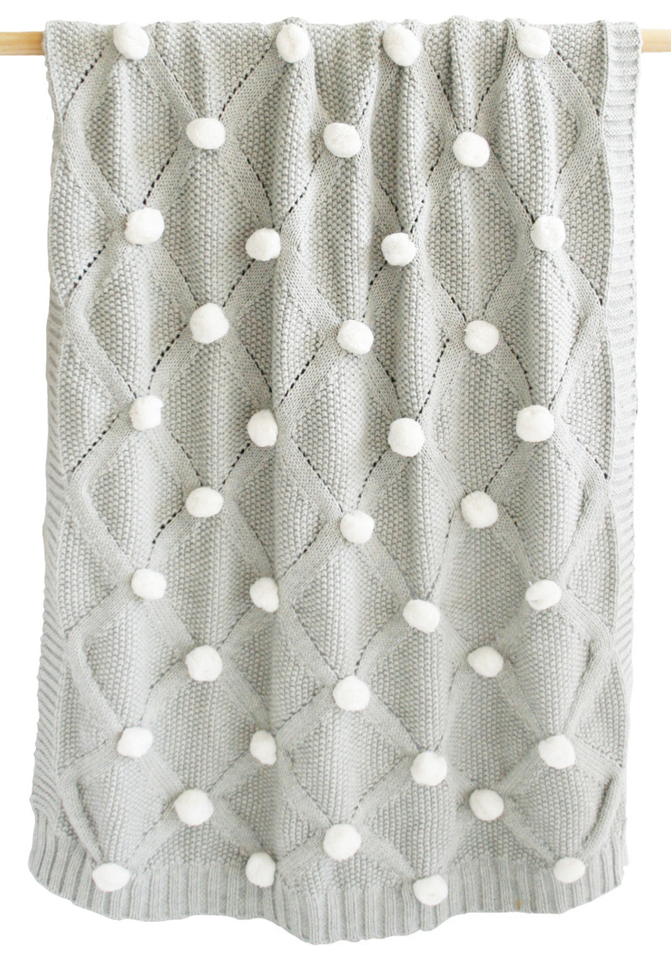 Pom Pom Blanket Grey Ivory
