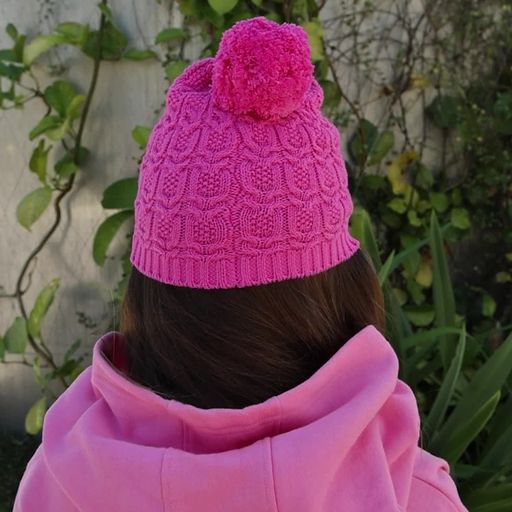 Bubblegum Pink Lace Knit Pom Pom Beanie