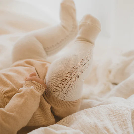 Open Work Tights - Almond